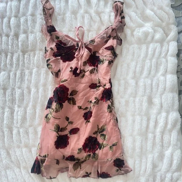 Revolve Adonia Mini Dress in Blush Floral - Picture 5 of 7